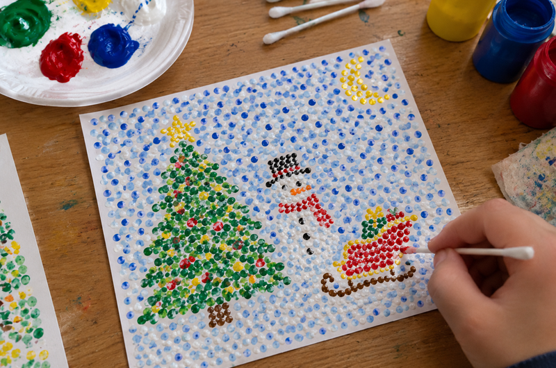 Atelier créatif pointillisme de noël