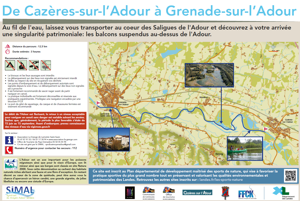 Itinéraire Nautique de l’Adour :  Cazeres sur Adour – Grenade sur Adour