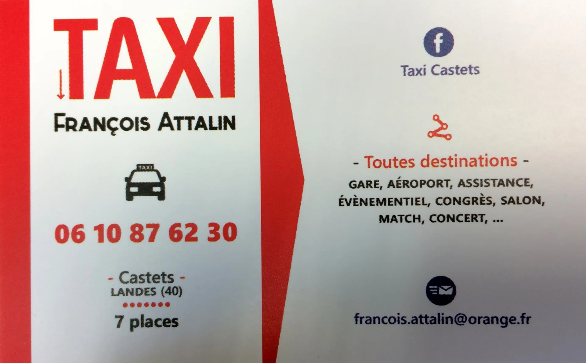 CASTETS_Taxi Castets_Carte de Viste Verso