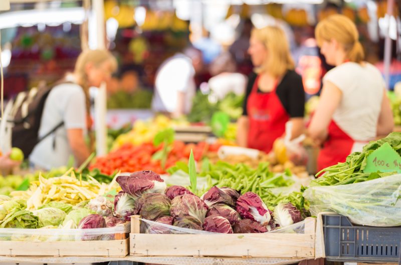 Farmers’ market stall.