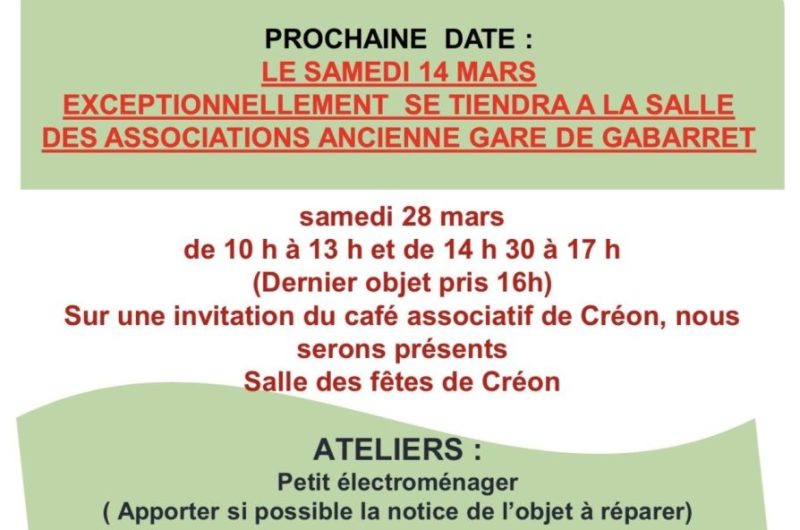 Gabarret – Repair café – 14 Mars
