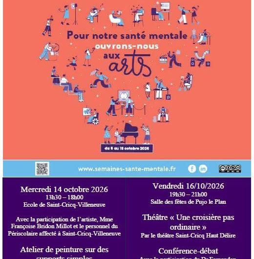 Pujo le Plan & St Cricq Villeneuve – Pour notre santé mentale ouvrons nous aux arts – 14 & 16 Octobre