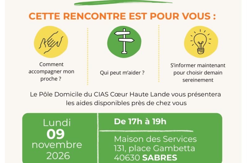 Réunion d’info le 09.11.2026 à Sabres