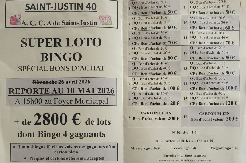 St Justin – Super loto bongo – 10 Mai