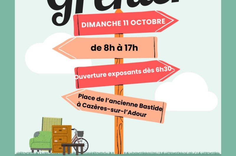 Affiche Évènement Vide Grenier Brocante Moderne Illustré Vert Coloré – 1
