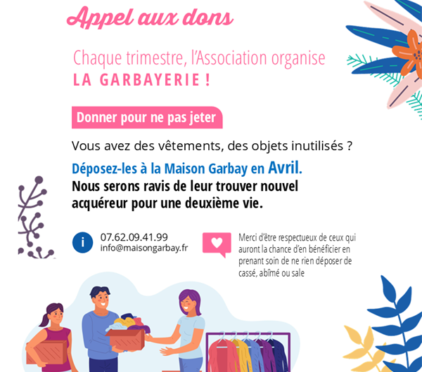 affiche GARBAYERIE appel aux dons