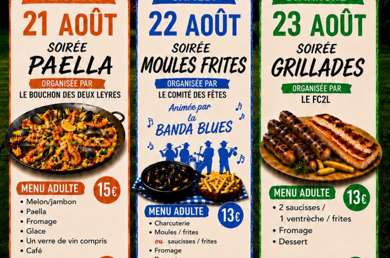 affiche tarif  repas fête Moustey